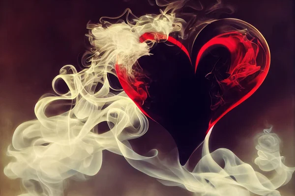 Heart shaped cloud, beautiful magic smoke heart