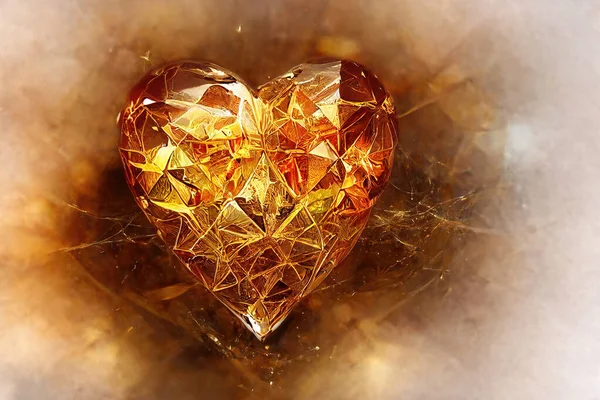 Piękne Kryształowe Serce Tle Rozmytego Koloru — Zdjęcie stockowe