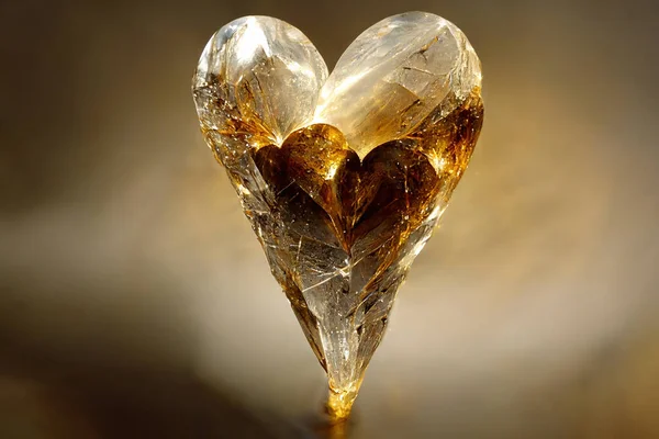 Beautiful crystal heart on color blur background.