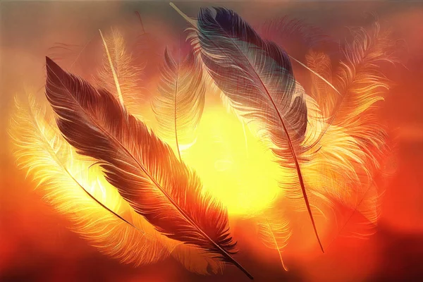 Beautiful Multicolored Bird Feathers Digital Illustration — Stock Photo, Image