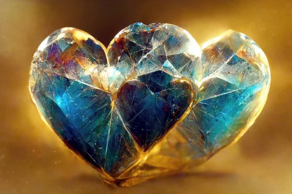 Beautiful crystal heart on color blur background.