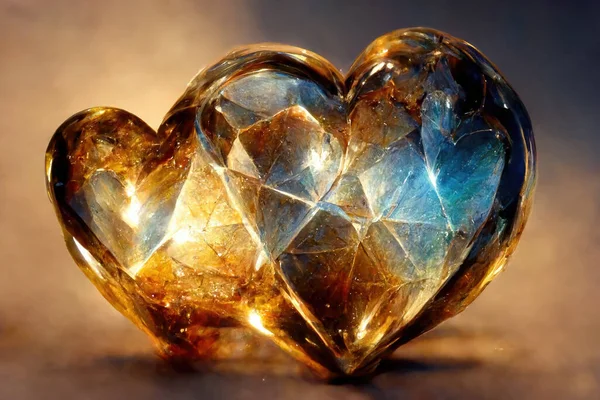 Beautiful crystal heart on color blur background.