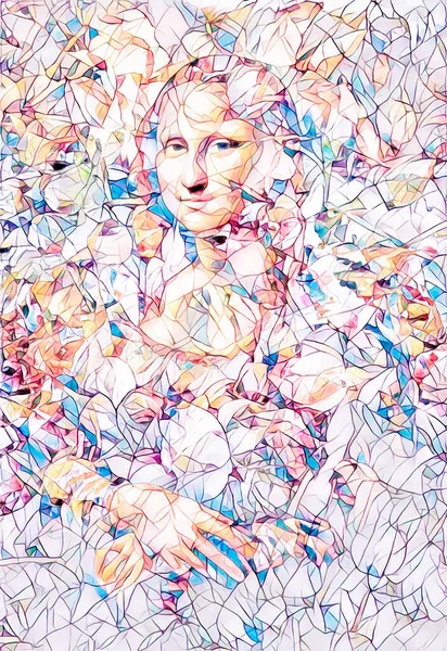 Riproduzione Della Gioconda Leonardo Vinci Petali Rosa — Foto Stock