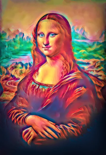 Reproduktion Mona Lisa Leonardo Vinci Målningseffekt — Stockfoto