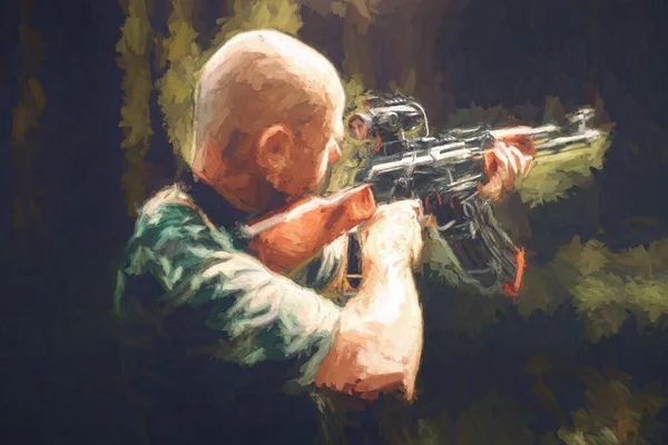 Airsoft Soldier Nature Painting Effect — Stockfoto