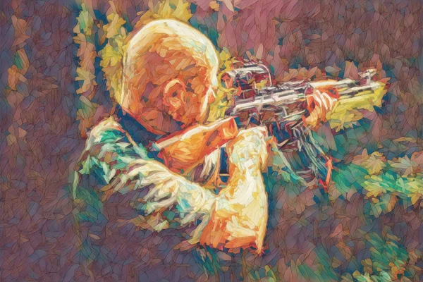 Airsoft Soldier Nature Painting Effect — стоковое фото