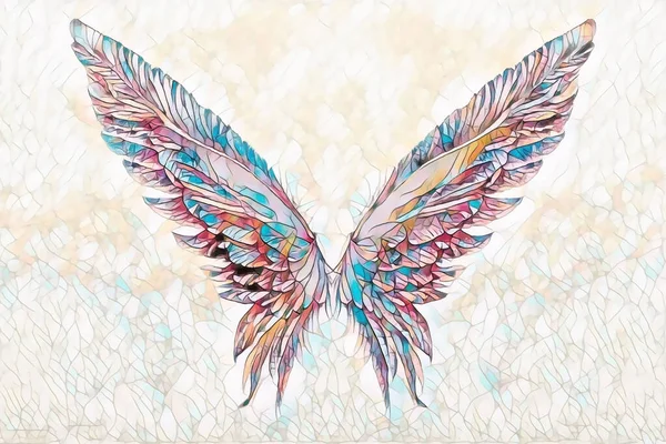 Beautiful Multicolored Bird Feathers Mosaic Structure Digital Illustration — Stock Photo, Image