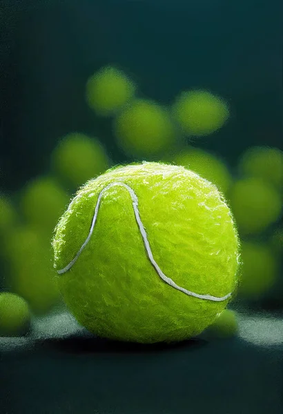 Grüner Tennisball Auf Grünem Hintergrund Digitale Illustration — Stockfoto
