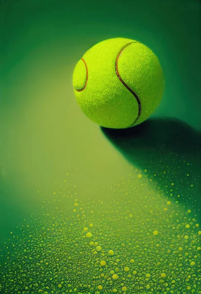 Grüner Tennisball Auf Grünem Hintergrund Digitale Illustration — Stockfoto