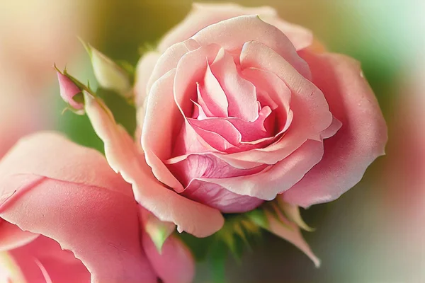 Фон Красивыми Розовыми Розами Цифровая Иллюстрация — стоковое фото