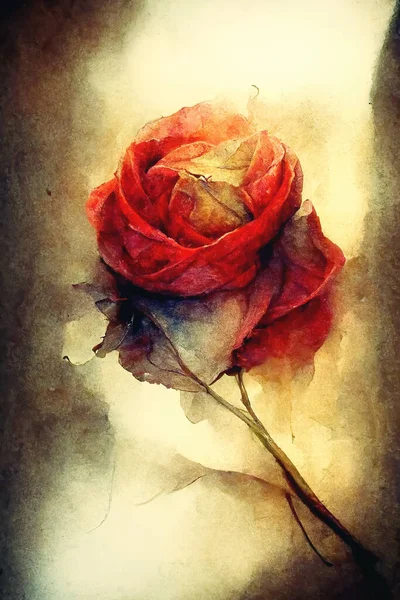 Фон Красивой Акварельной Красной Розой Цветочный Фон — стоковое фото
