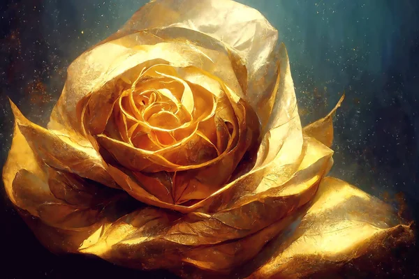 Fondo Con Hermosa Rosa Oro Ilustración Digital — Foto de Stock