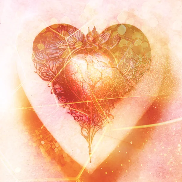 Gyönyörű Szív Mint Egy Digitális Illusztráció — Stock Fotó