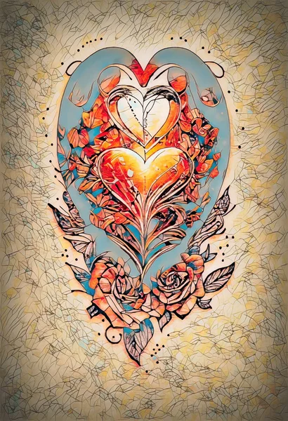 Hermoso Corazón Como Una Ilustración Digital Una Estructura Mosaico — Foto de Stock