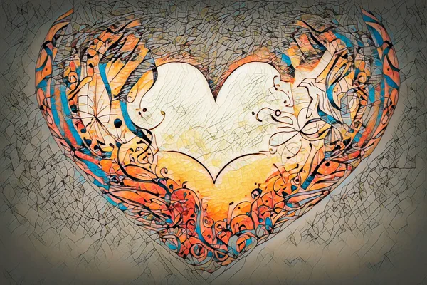Gyönyörű Szív Mint Egy Digitális Illusztráció Mozaik Szerkezet — Stock Fotó