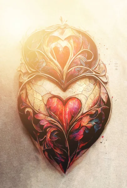 Gyönyörű Szív Mint Egy Digitális Illusztráció — Stock Fotó