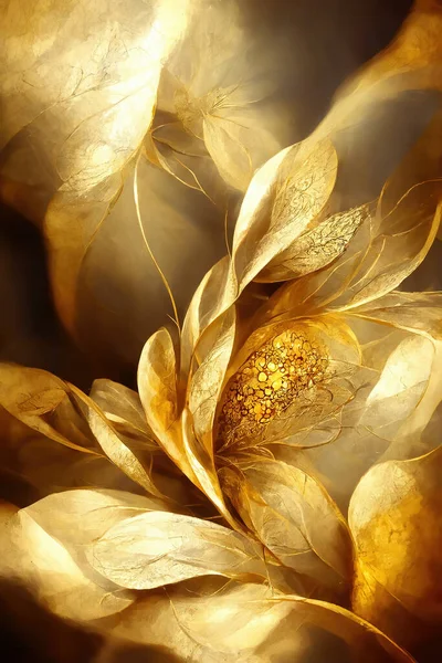Vacker Gyllene Blomma Bakgrund Golden Abstrakt Bakgrund — Stockfoto
