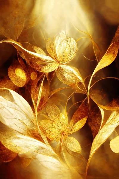 Schöne Goldene Blume Hintergrund Goldene Abstrakte Hintergrund — Stockfoto