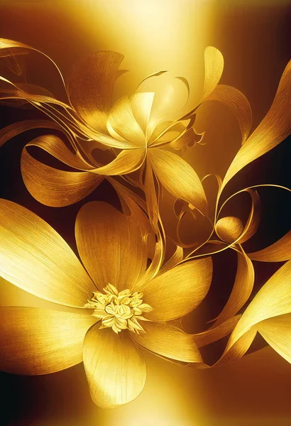 Beautiful golden flower background, Golden abstract background