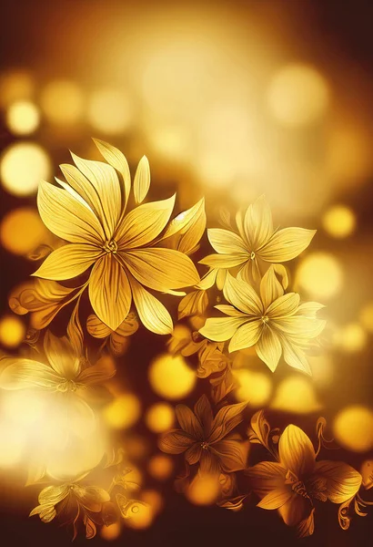 Beautiful golden flower background, Golden abstract background