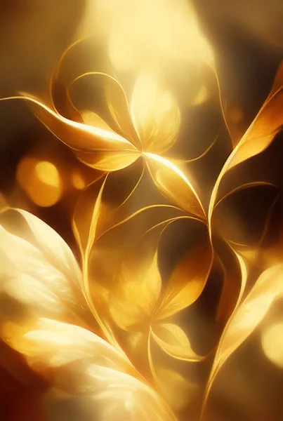 Gyönyörű Arany Virág Háttér Golden Elvont Háttér — Stock Fotó