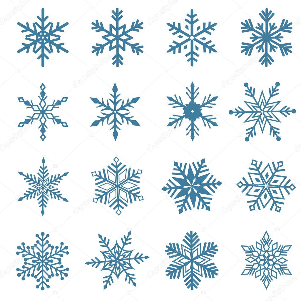 Snowflakes set. Winter, New year and Christmas decoration elements.