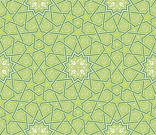 Arabesque Star Ornament Groene Achtergrond Vectorillustratie — Stockvector