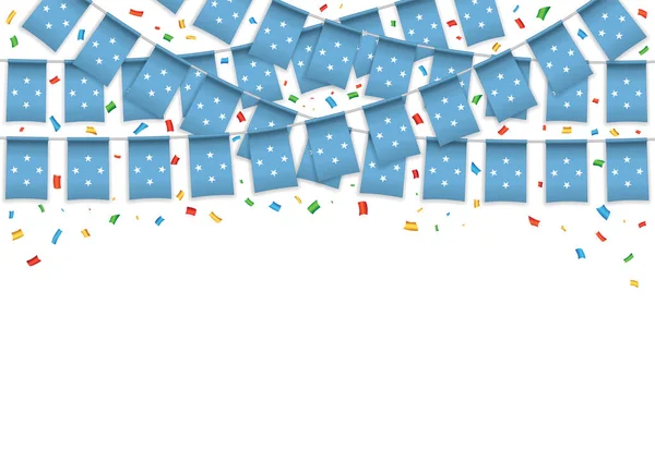 Micronesia Flags Garland White Background Confetti Hang Bunting Independence Day — ストックベクタ