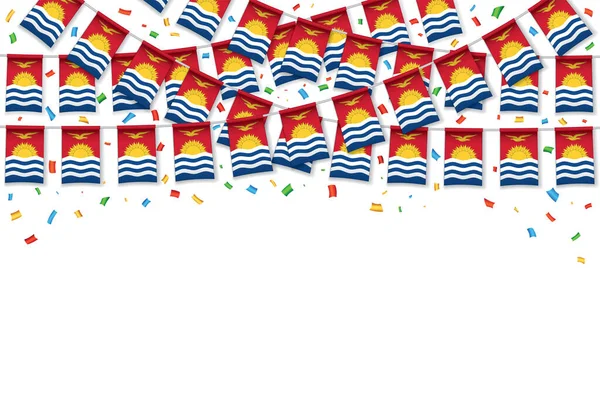 Kiribati Flags Garland White Background Confetti Hang Bunting National Day — Archivo Imágenes Vectoriales