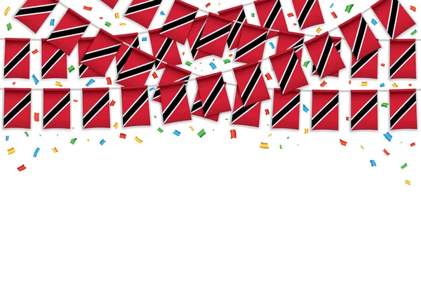 Trinidad Tobago Flags Garland White Background Confetti Hanging Bunting Independence — 스톡 벡터