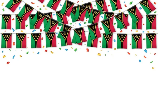 Vanuatu City Flags Garland White Background Confetti Hanging Bunting Independence — Image vectorielle