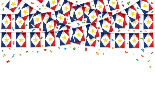 Saba Flags Garland White Background Confetti Hanging Bunting Independence Day 图库插图