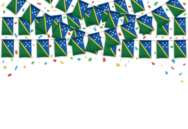Solomon Islands Flags Garland White Background Confetti Hanging Bunting Independence 免版税图库插图