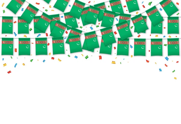 Turkmenistan Flags Garland White Background Confetti Hanging Bunting Independence Day 免版税图库插图
