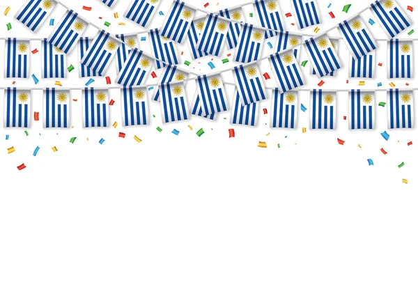 Uruguay Flags Garland White Background Confetti Hanging Bunting Independence Day 图库矢量图片