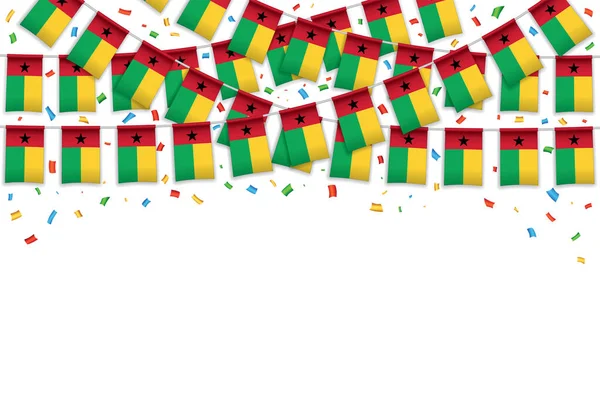 Banderas Guinea Bissau Guirnalda Fondo Blanco Con Confeti Colgar Banderines — Archivo Imágenes Vectoriales