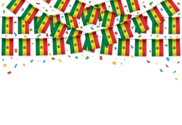 Bolivia Flag Garland White Background Confetti Hang Bunting Bolivia Independence 矢量图形
