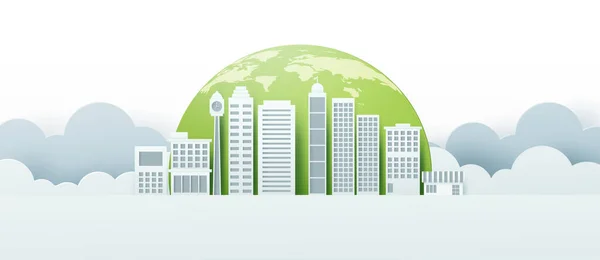 Ekologický Koncept Zeleným Eko Městským Pozadím Životní Prostředí Zachování Zdrojů — Stockový vektor