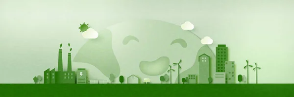 Green Eco Friendly City Green Renewable Energy Industry Background Esg — Archivo Imágenes Vectoriales