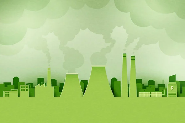 Yeşil Sanayi Çevre Dostu Şehir Manzarasında Temiz Enerji Ekoloji Çevre — Stok Vektör