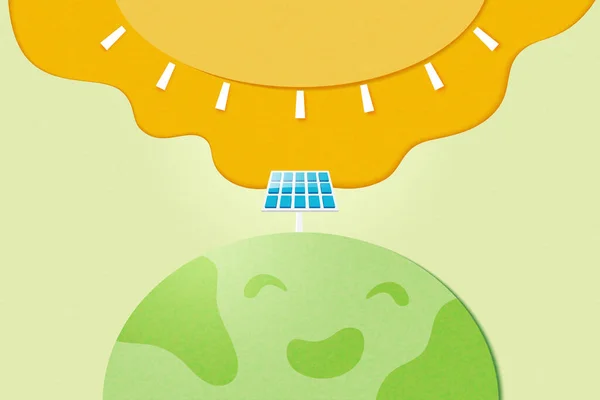 Ηλιακό Πάνελ Στην Πράσινη Καθαρή Ενέργεια Και Φιλικό Προς Περιβάλλον — Διανυσματικό Αρχείο