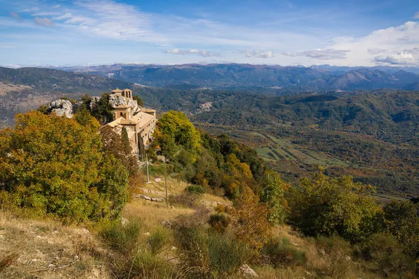 Vista Panoramica Sulle Montagne Del Santuario Della Madonna Mentorella Nel — Foto Stock