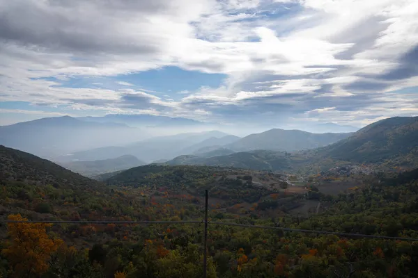 Image Autumn Abruzzo Mountains Clouds Fog Rocca Calascio Italy — Stock Photo, Image