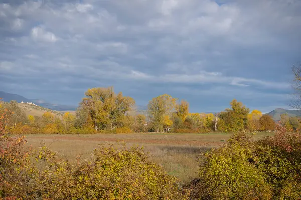 Autumn Landscape Bright Trees Gran Sasso Abruzzo Italy — Stock Photo, Image