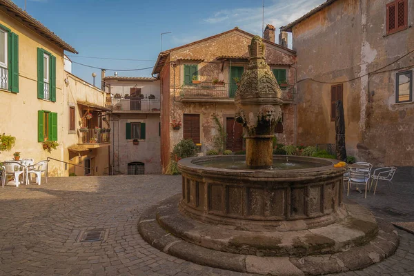 stock image Medieval fountain in square in town of Sutri in Lazio in Italy