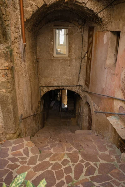 Straßen Der Mittelalterlichen Stadt San Gregorio Sassola Latium Italien — Stockfoto