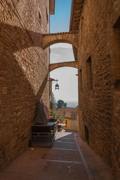 Schilderachtig Stadsgezicht Roze Stenen Stad Assisi Perugia Italië — Stockfoto