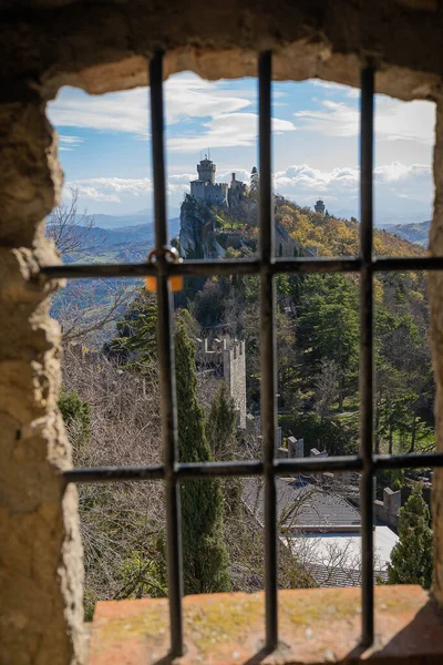 Image Cesta Tower Second Tower San Marino Lattice Window First — Stok fotoğraf