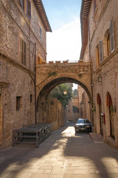 Assisi Itálie Listopadu 2021 Malebná Městská Krajina Růžovém Kamenném Městě — Stock fotografie