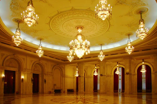 Bucareste Roménia Janeiro 2007 Quarto Luxuoso Casa Povo Palácio Parlamento — Fotografia de Stock